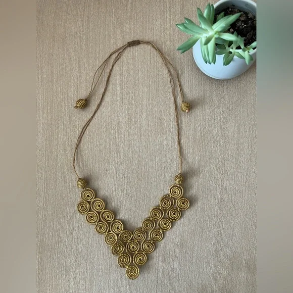 Unique Brazilian Golden Grass Necklace - Picture 2 of 5